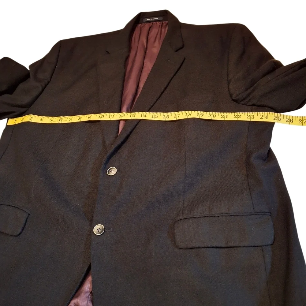 Cremieux Loro Piana Black Wool Vintage Union-Made Suit Jacket Men Size 52R